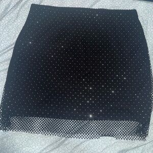 Elegant Black Skirt with Mesh Overlay I